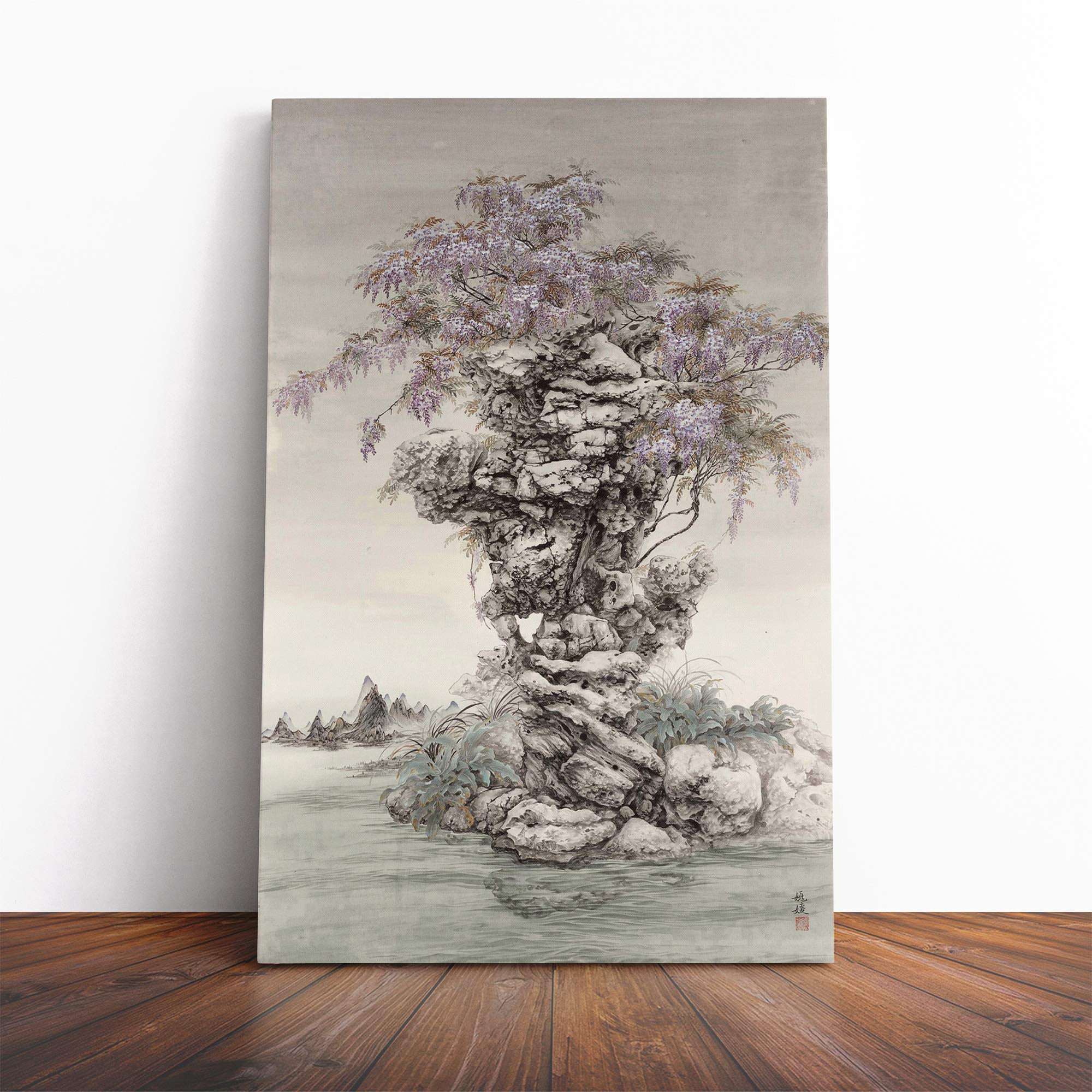 Yuan Yao Oriental Wisteria Canvas Print | Gallery Wrapped 30mm Frame Wall Art | 24x16 inches | Ready to Hang | Modern Picture | Living Room Bedroom Lounge Office