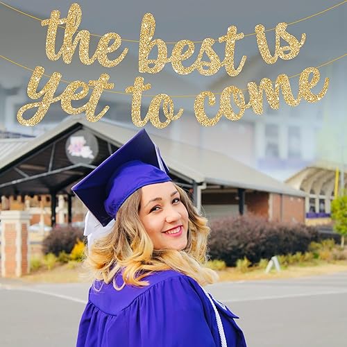 Miniatura 7 de Pancarta con purpurina, The Best Is Yet To Come  10 pies, sin bricolaje  Cartel de felicitación para decoraciones de felicitaciones  Decoraciones de