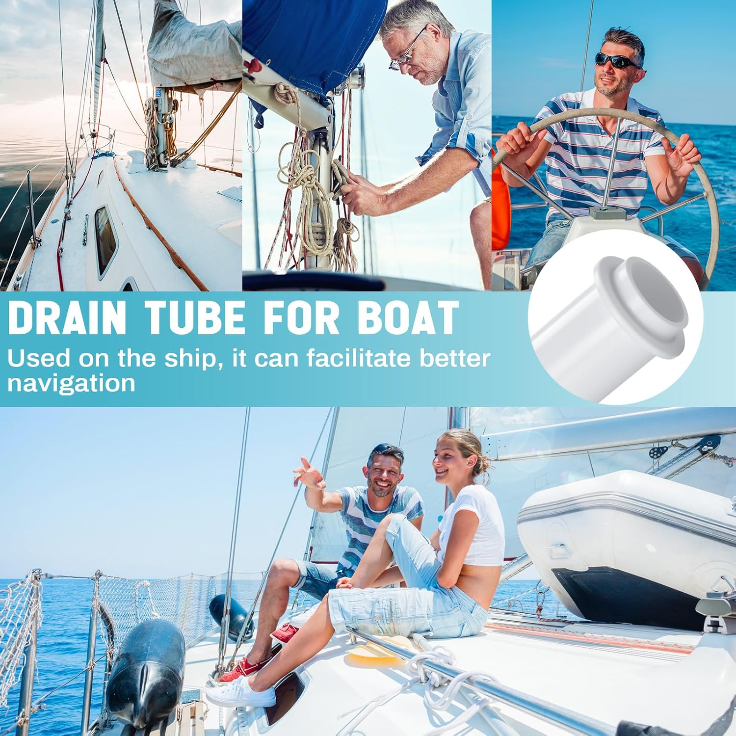 Yaocom Adjustable Splashwell Drain Pipe Opening Plastic Livewell Overflow Drain Pipe for Boat Water Marine Splashwell Livewell Overflow Transom Installation