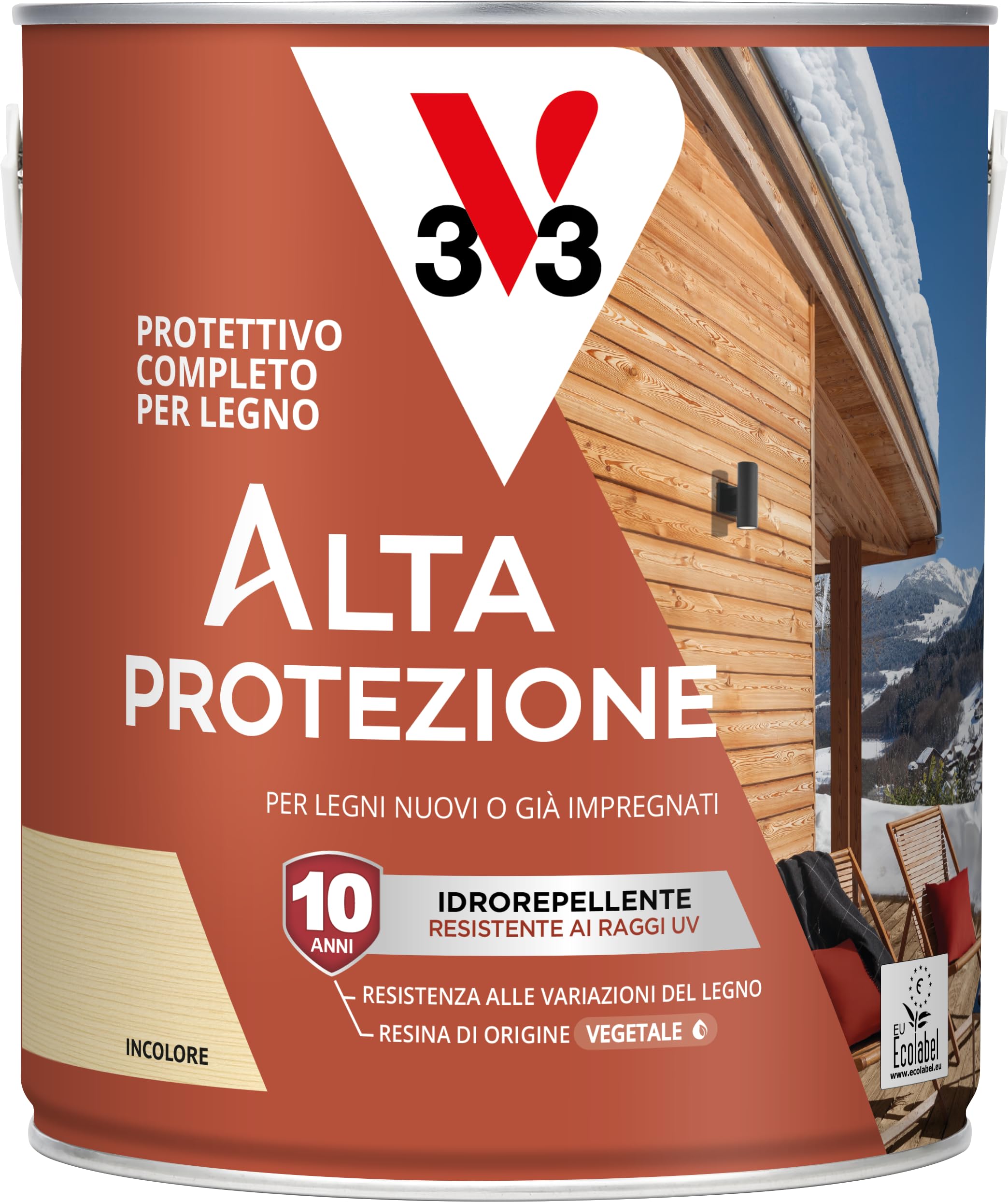 V33 Protettivo Completo per Legno Alta Protezione all'Acqua Incolore 2,5L