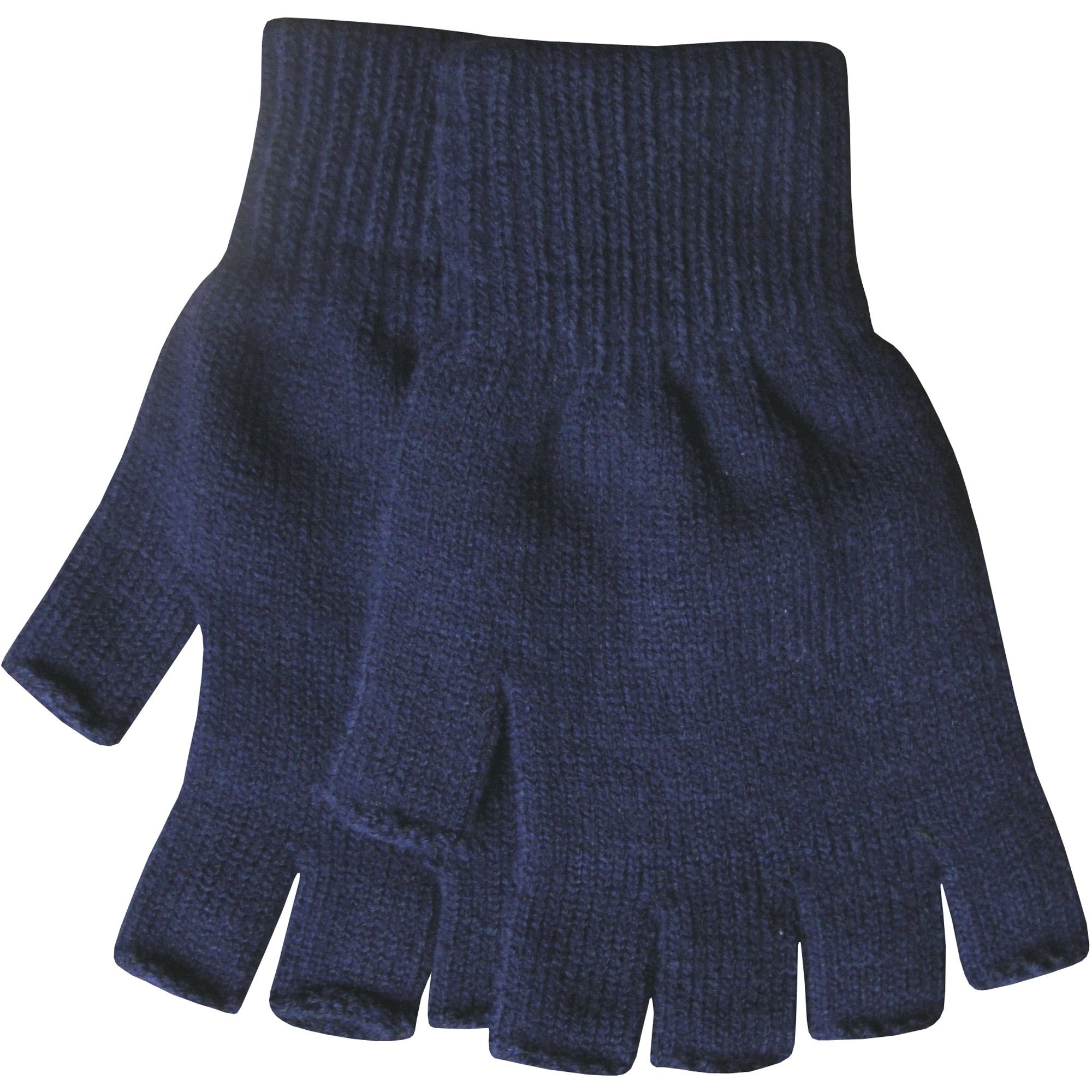 TeddyTs Men's Warm Thermal Knit Fingerless Winter Gloves (Navy Blue)