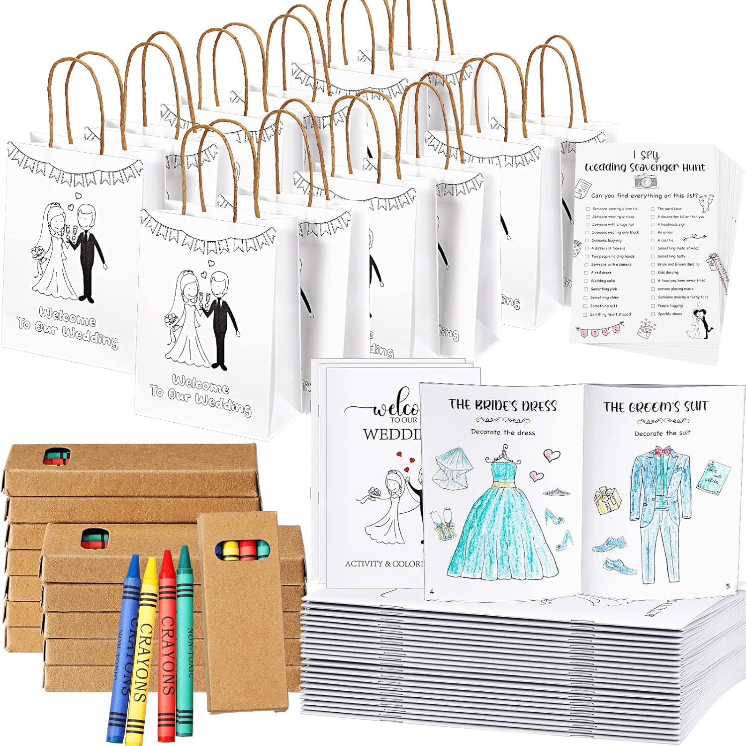 Gueevin 48 Pcs Wedding Activities for Kids Coloring Books