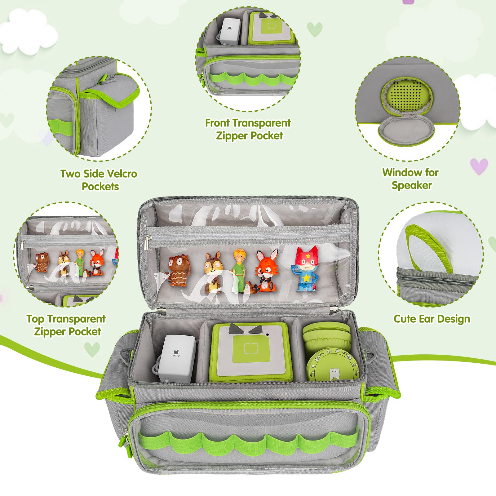 Jaffzora Carrying Case Compatible with Toniebox 2 & 1 Starter Set,Cute Storage Bag for Tonies Figures Characters,Tonies Headphones & Accessories - Image 3