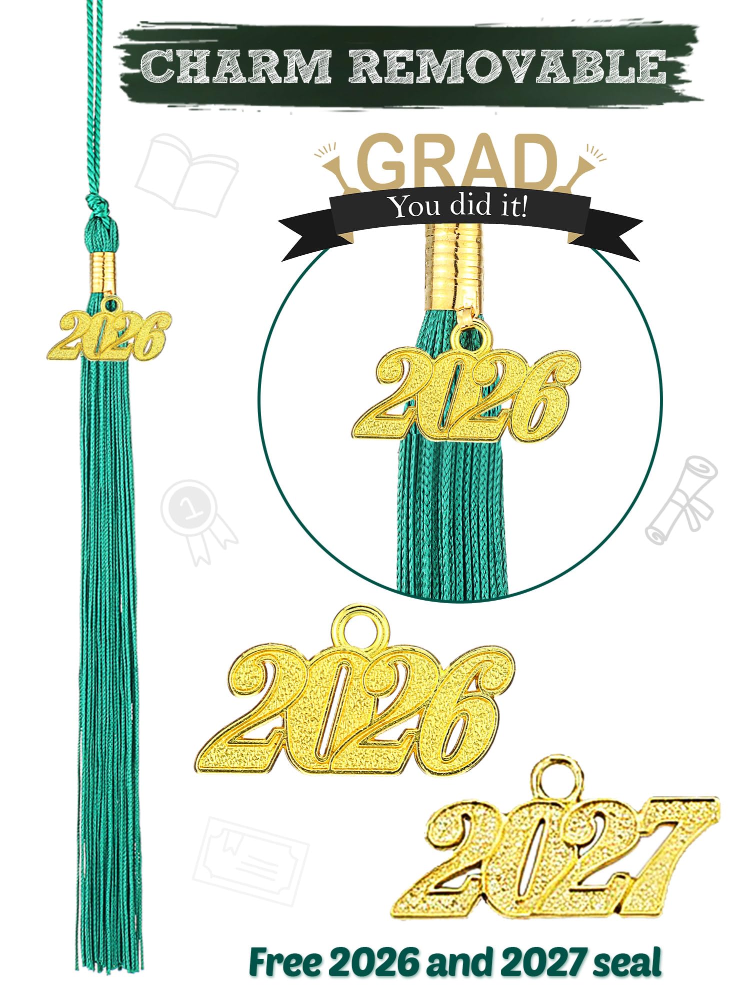 Condition photo showing New/Like New for geyoga preschool and kindergarten graduation gown and cap, tassel with 2026 charm for child