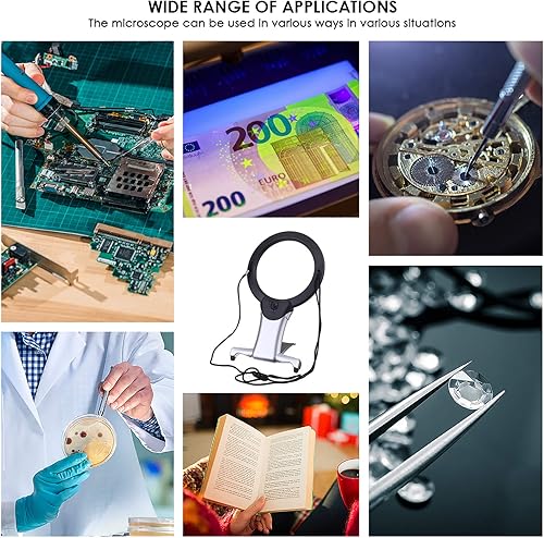 Miniatura 5 de Lupa de lectura manos libres lupa de escritorio grande con luz LED para trabajo cercano lectura costura punto de cruz inspección reparación