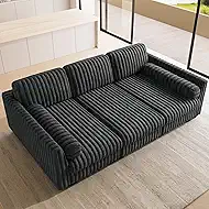 Belffin 86.2" Modular Sectional Sofa,Plush Corduroy Sectional Couches for Living Room,Comfy Deep Seat Sofa with Soft Pillows for Apartment Living Room Bedroom Grey Sofa