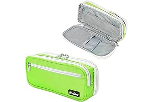 Procase Double Compartment Lime Green Pencil Pouch