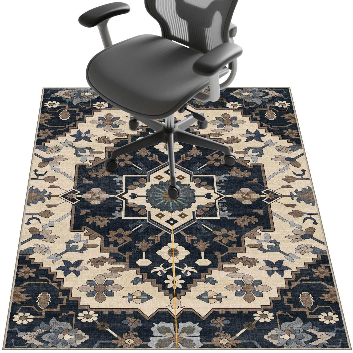 Chair Mat for Hardwood Floor,48"*36" Under Desk Mat for Rolling Computer Chair &Low Pile Carpet Floor,Anti-Slip Floor Protector for Home Office Retro