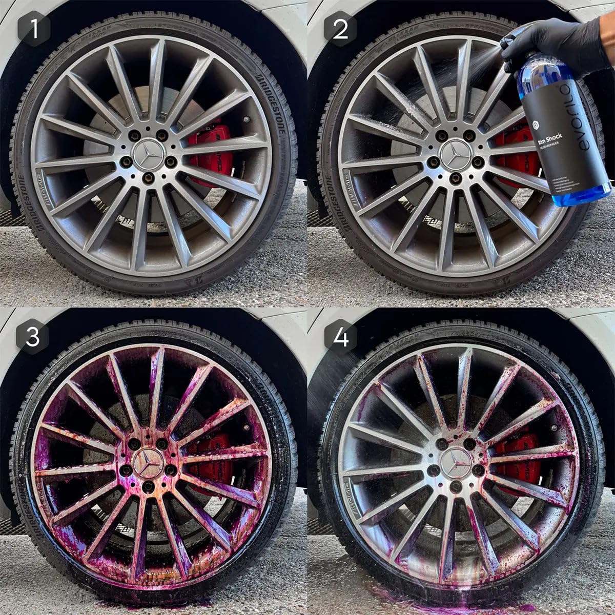 Felgenreiniger Set | Gel-Formel mit Farb-Indikator | Rim Shock 1L + Ultraslim Felgenbürste | 2-teilig