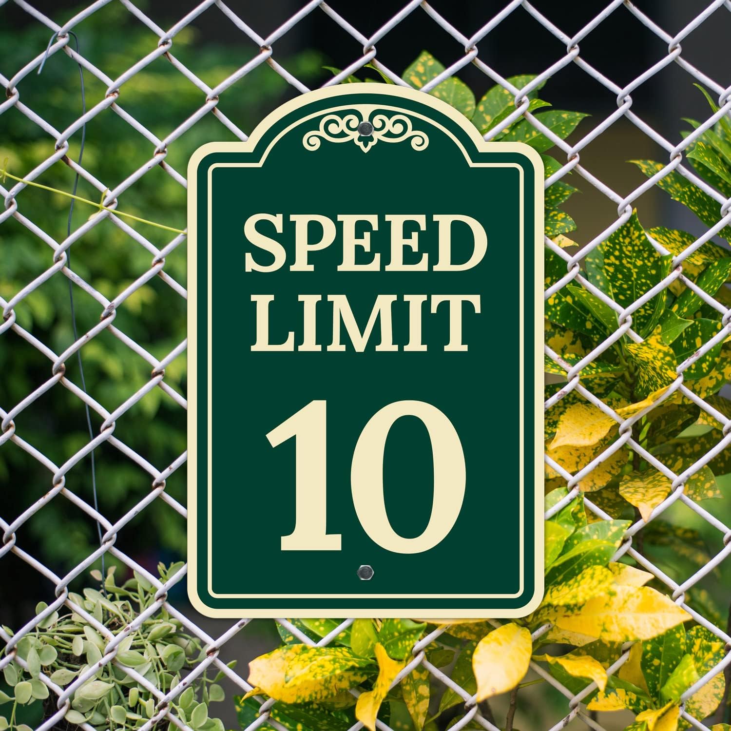 Speed Limit 10 Mph Décor Sign, Green Dark, 12x18 Inches, ACM, Fade Resistant, Made in USA