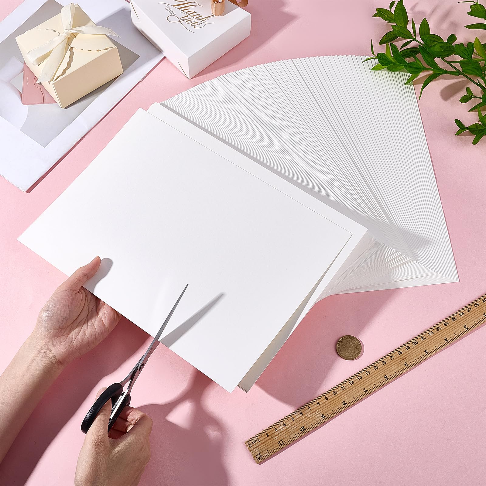 Lot de 100 feuilles de papier cartonné texturé en lin pour impression, invitation de mariage, CV, travaux manuels, scrapbooking, projets de bricolage (ivoire) 21,6 x 27,9 cm