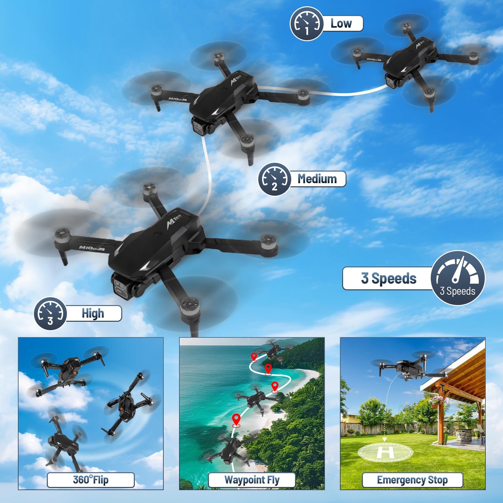 Drohne mit Kamera HD 4K,RC Faltbare FPV WiFi Live Ãœbertragung Drohne für Kinder Anfänger,2 Akku Lange Flugzeit,Headless Modus,Flugbahnflug,Hindernisvermeidung,One Key Start/Landen,Headless Modus