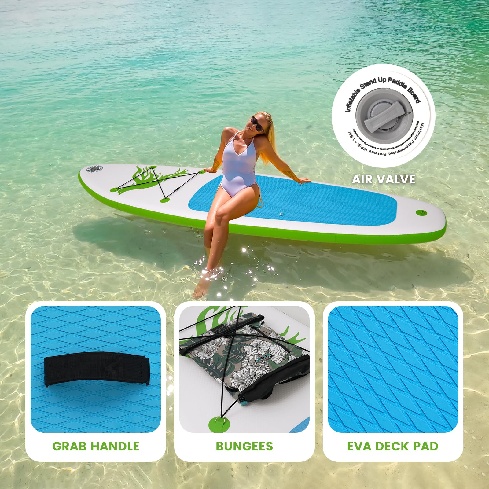 FunWater Tavola SUP Gonfiabile Surf Paddle Board Inflatable, Ultralight SUP per tutti i livelli con Due Accessori Tipo