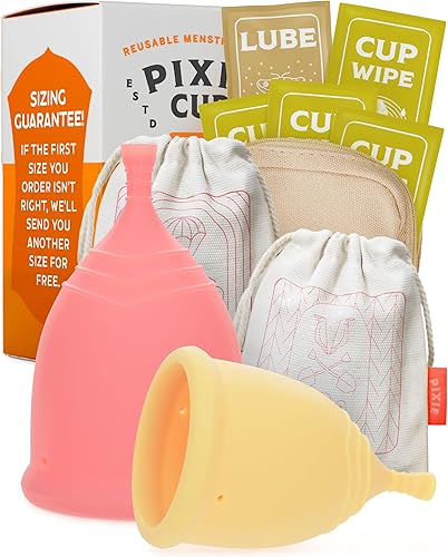Copa menstrual de Pixie, copa de silicona auténtica, más cómoda y con un mejor vástago de eliminación, alternativa orgánica de los tampones y