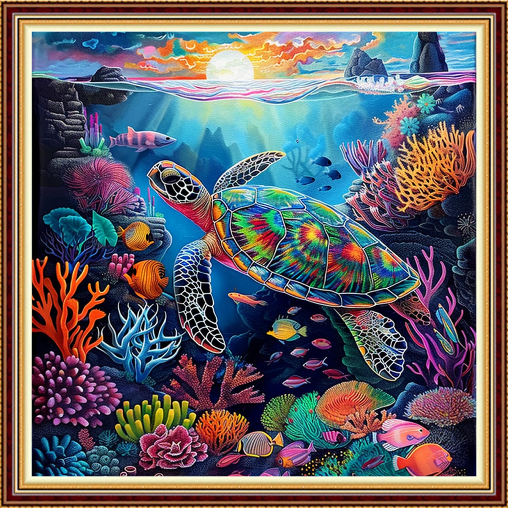 Fanxvivy Stamped Counted Cross Stitch Kits for Adults Printed Cross-Stitch Patterns 11CT Stamped or Counted Cross Stitching Embroidery Kit Needlepoint Kits-Underwater World 18x18 inch