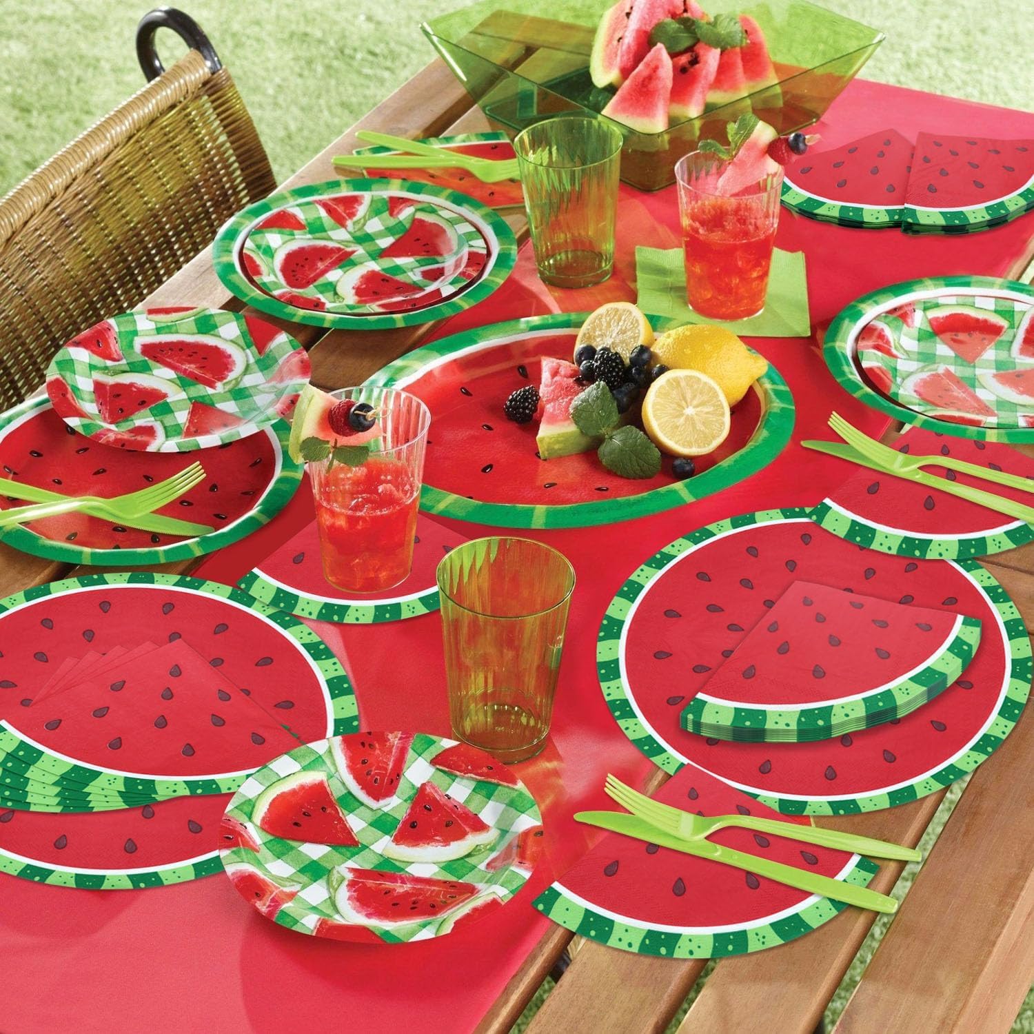 tovagliolo di anguria usa e getta con fette di anguria per picnic bambini baby shower estivi 33x33 cm