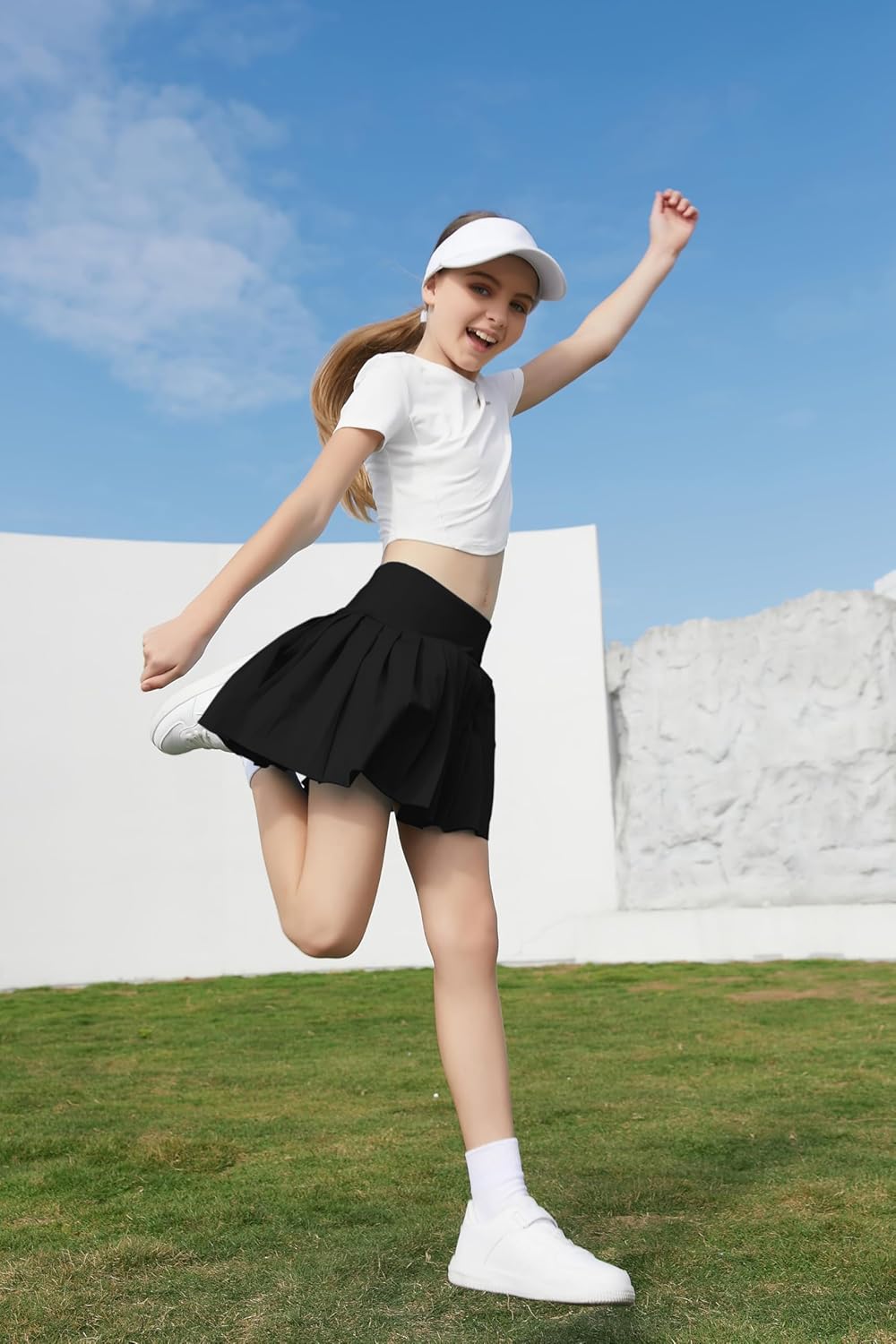 SANGTREE Women Tennis Skirt Pleated Athletic Skorts with Pockets Girls High Waisted Workout Pickleball Shorts