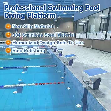 19.7in Stainless Swimming Pool Diving Platform - Professional Training Diving Board for Swimming Pools, 15° tilt, 200kg load capacity, Easy Assembly, Ideal for Athletes and Coaches