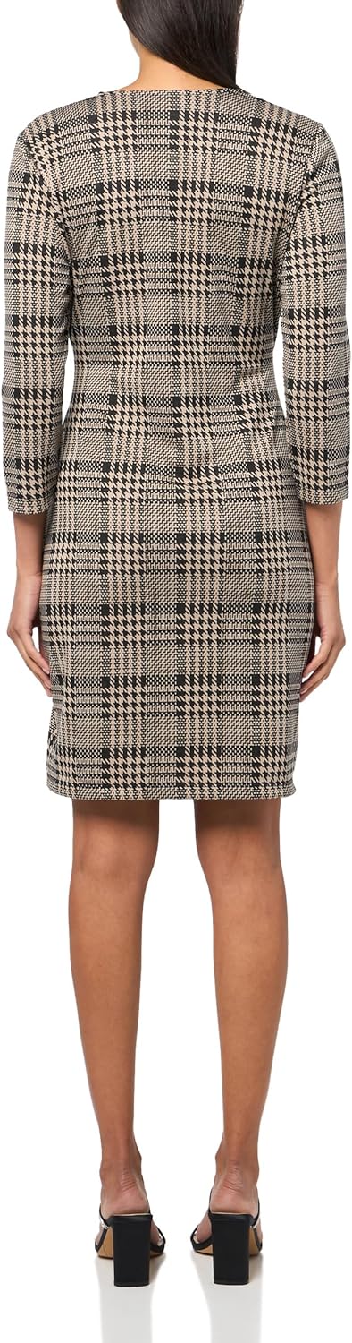 Anne Klein Womens 3/4 Sleeve Houndstooth Printed Jersey Wrap Dress - Image 2