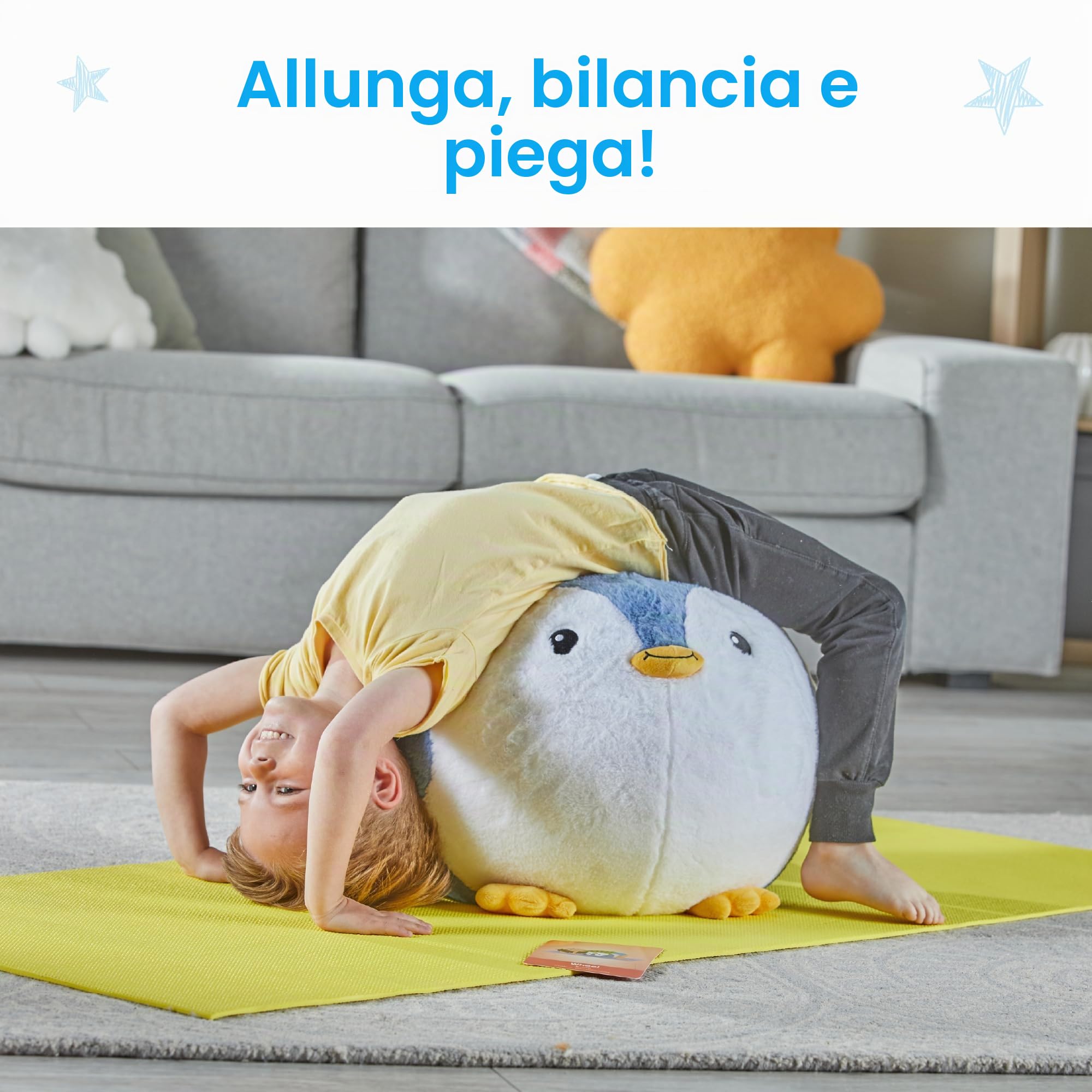 Learning Resources Yoga Ball Buddy con BubblePlush Pinguino, Palla Yoga per Bambini dai 3 Anni, Gioco Yoga per Equilibrio e Movimento, con 12 Carte Yoga e Pompa Inclusa