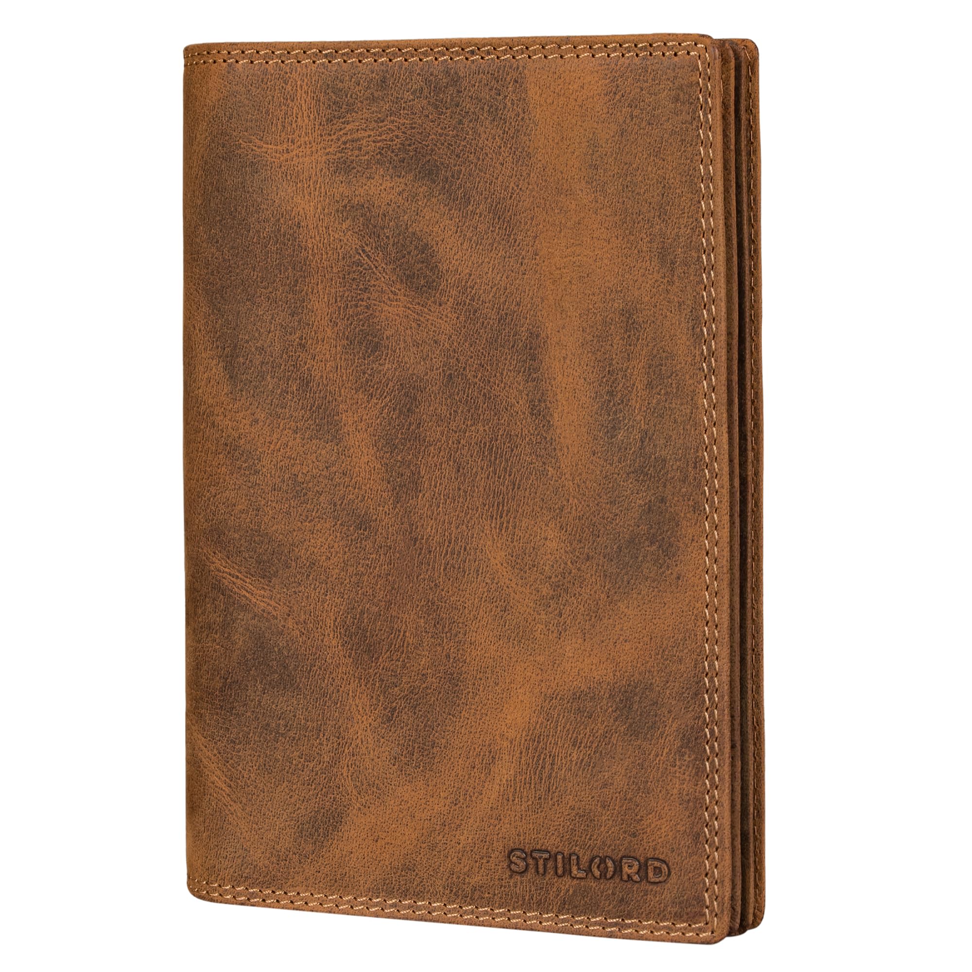 STILORD "Larin Étui pour Documents de Véhicule en Cuir Étui Housse de Documents Cuir Véritable Multifonction Portefeuilles pour Cartes & Certificat avec Protection RFID Couleur:Bergamo - Marron