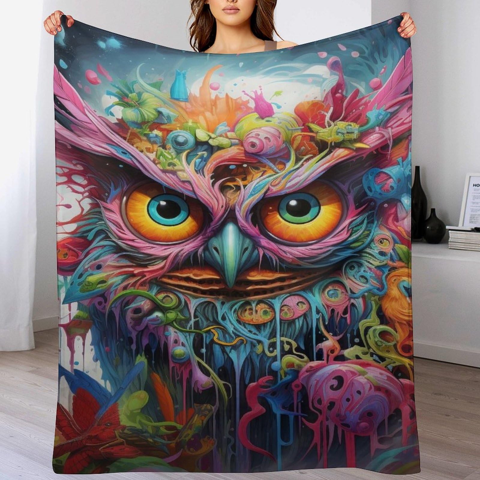 Manta de búho de franela 100x130 cm para sofá y cama