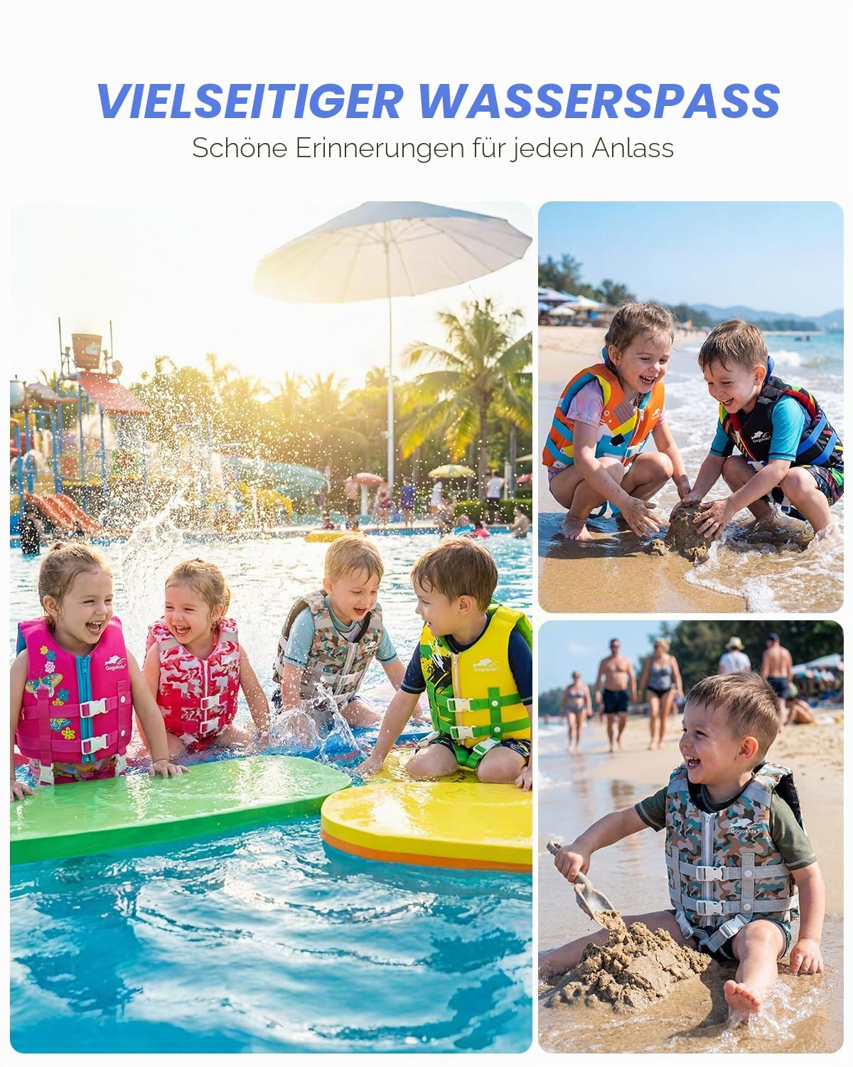 Gogokids Kinder Schwimmweste Float Jacket – Kleinkind Badeanzug Assist Bademode Schwimmtraining Auftrieb Badeweste Neopren SchwimmwesteN für 2–9 Jahre 15-35kg