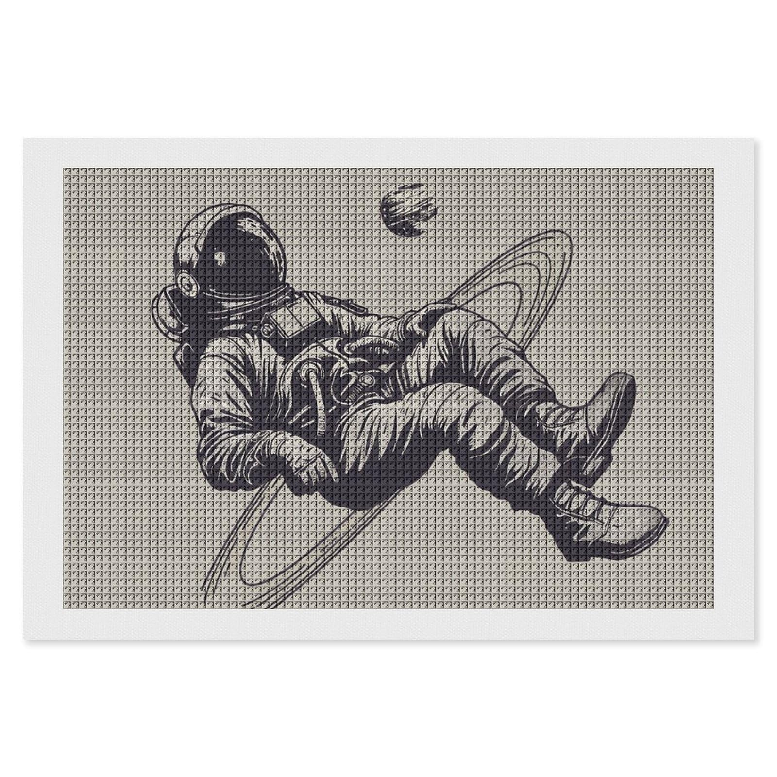 Astronauts and Saturn Diamond Art Kits for Adults, DIY 5D Diamonds Painting Kits for Beginner, Round Full Drill Diamond Dots Painting, 8"x12" Diamonds Pictures Gem Art and Crafts Wall Decor