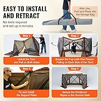 Vista 6 de VEVOR Gazebo Emergente con Pantalla de 6 Lados, Refugio Solar con 6 Telas de Privacidad Removibles contra el Viento y Ventanas de Malla, Carpa