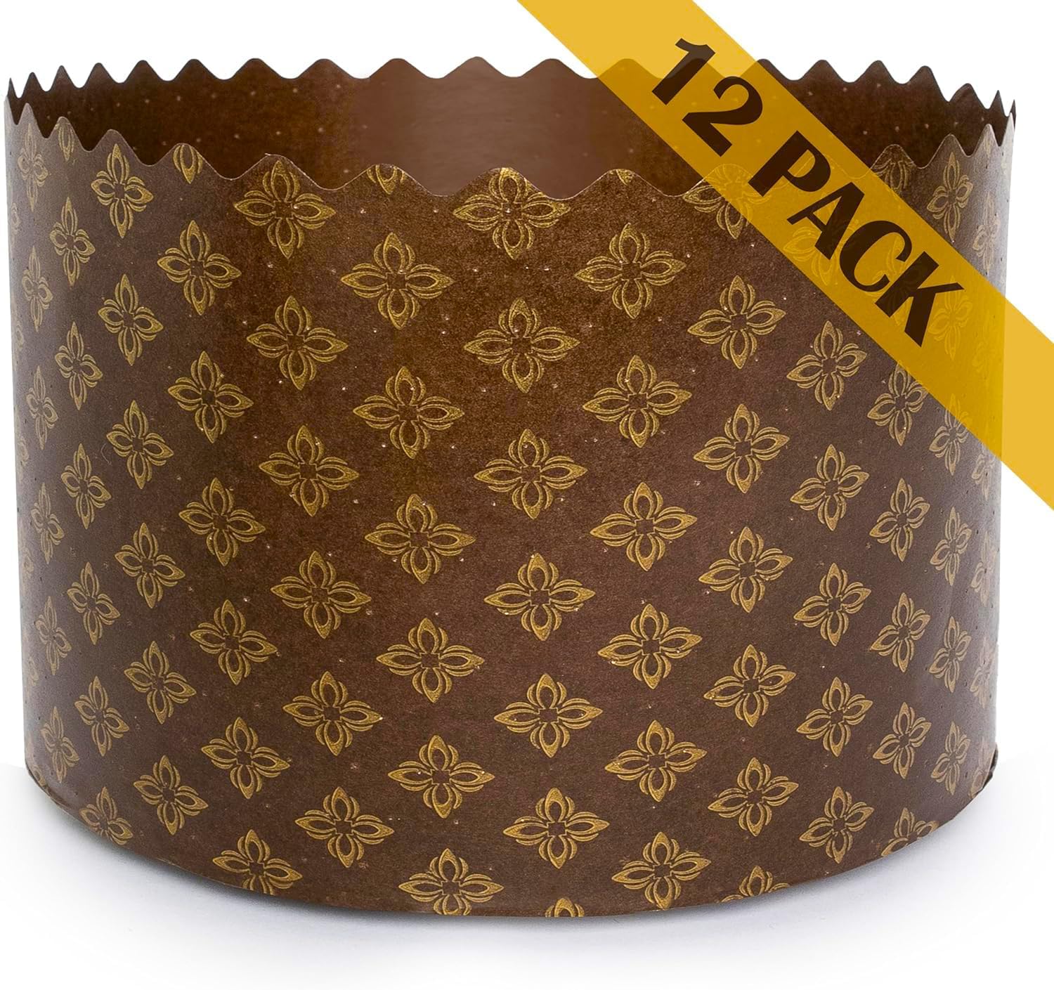 12oz Kulich Mold Paska Easter Bread Forms | 12 Pcs | Brown Non-Stick Panettone Paper Baking Molds - Universal - W 4.33 x H 3.35-In