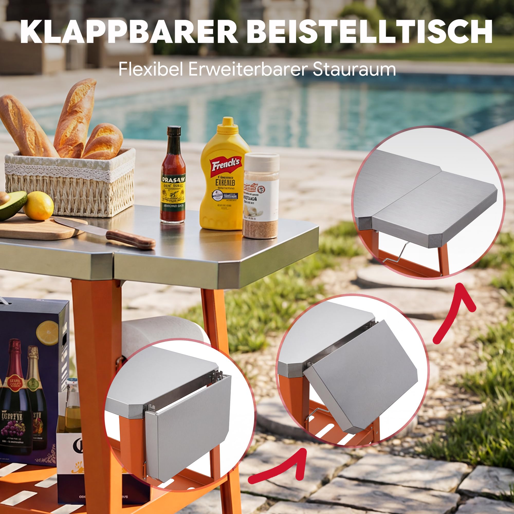 Grillwagen Outdoor wetterfest Servierwagen Pizzatisch Pizzaofen Tisch