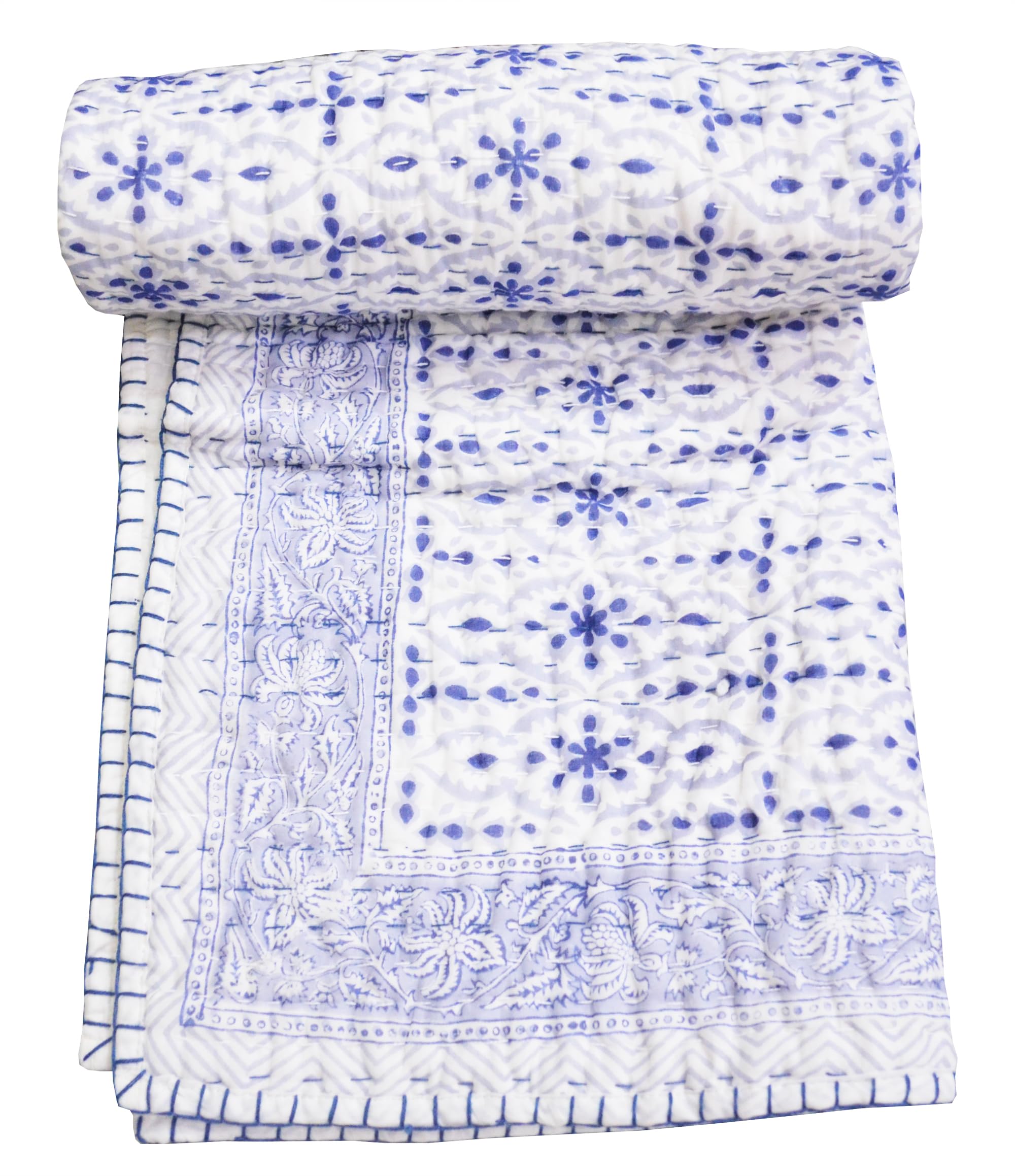 Couvre-lit bébé Kantha en coton imprimé floral Aashita Creations 1071