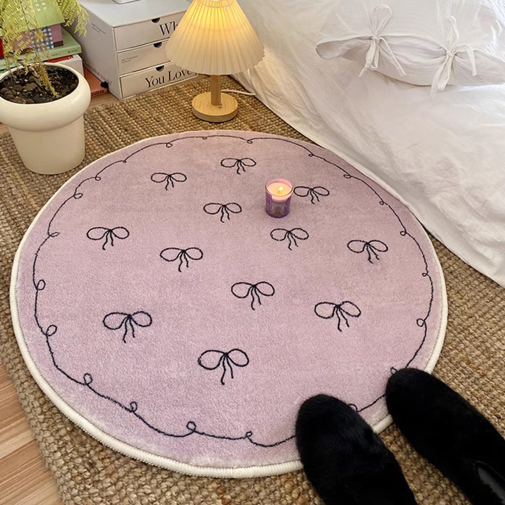 Amazon.co.jp: Carpet, Round Mat, Ribbon, Cute, Rug, Girls, Round