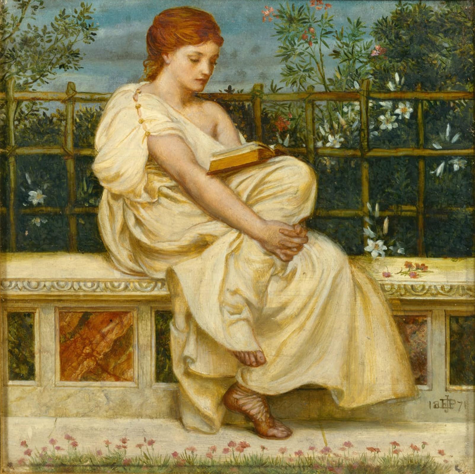 POSTERIIk Vintage Classic Picture Landscape Artwork Reading by Edward Poynter Portrait Canvas Painting for Office Home Decor 60x90cm
