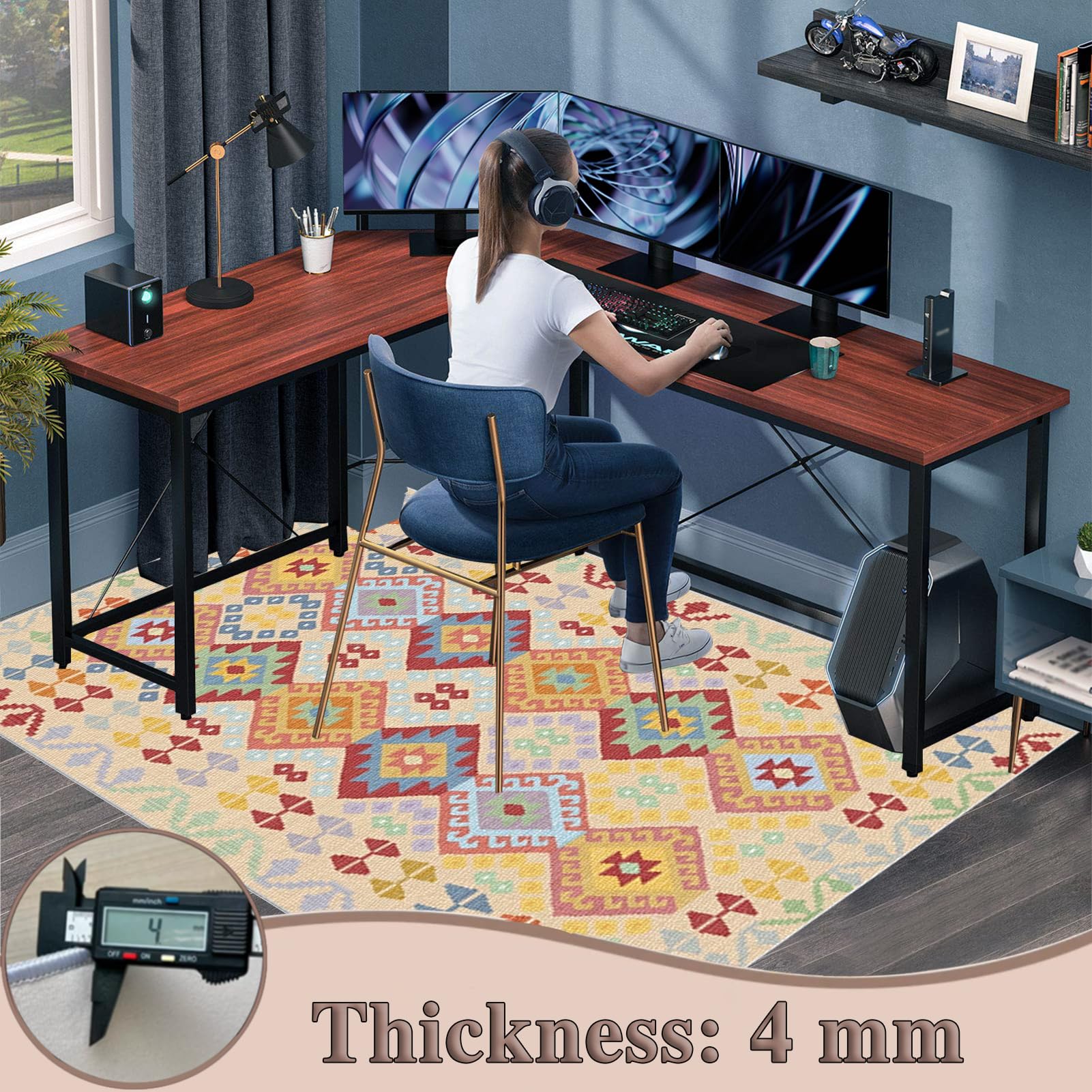 Protector Suelo Silla Ruedas Alfombrilla para Silla de Oficina Alfombra Silla Gaming Protector Suelo Silla de Escritorio Antideslizante Alfombrilla Silla Escritorio para Oficina y hogar 120 x 140 cm