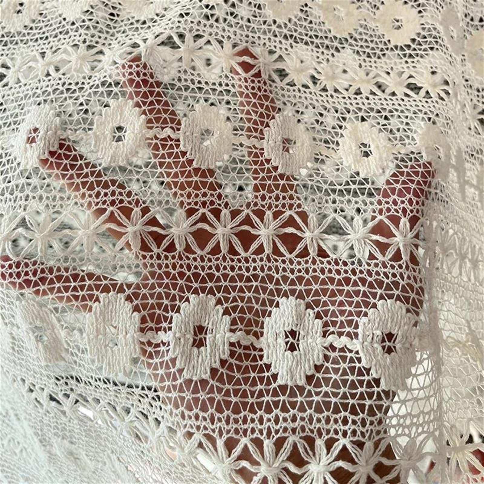 Tessuto di Pizzo Strutturato Ricamato in Cotone Cavo da 130 cm for Realizzare Abiti e progetti di Stoffa da Cucire Fatti a Mano(White)