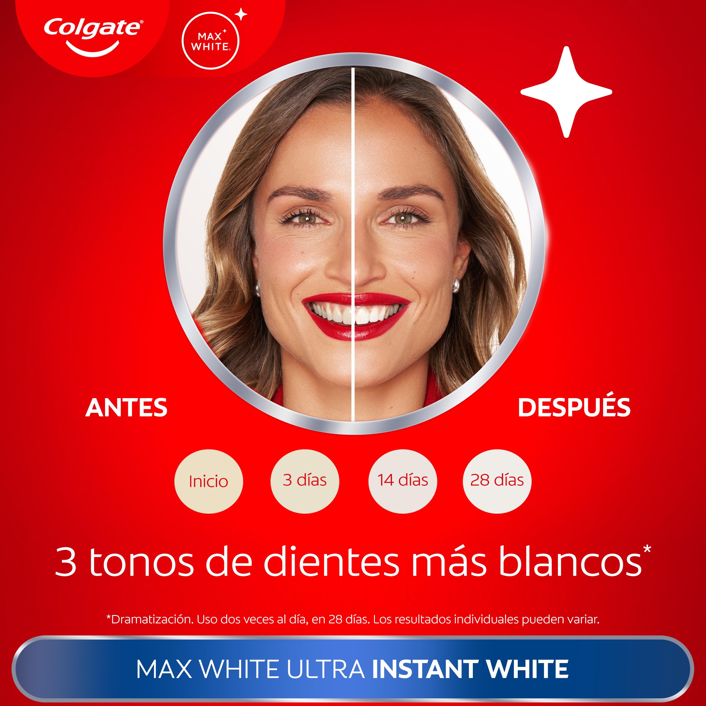 Colgate Max White Ultra Pasta de dientes Efecto Instantáneo, Blanquea las Manchas Profundas en 3 Días, la Tecnología ActiveShine Suaviza la Superficie del Esmalte para Reflejar la Luz, Sabor Mejorado — view 9