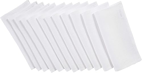 Solino Home Juego de 12 servilletas de cóctel de lino blanco de 9 pulgadas, 100% lino puro, Fete