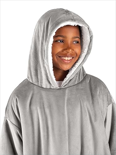 Miniatura 7 de Bare Home Sherpa Fleece Wearable Blanket - Oversized Wearable Blanket Hoodie - Youth Size - Warm & Cozy - Soft Plush Blanket - Comfortable Blanket