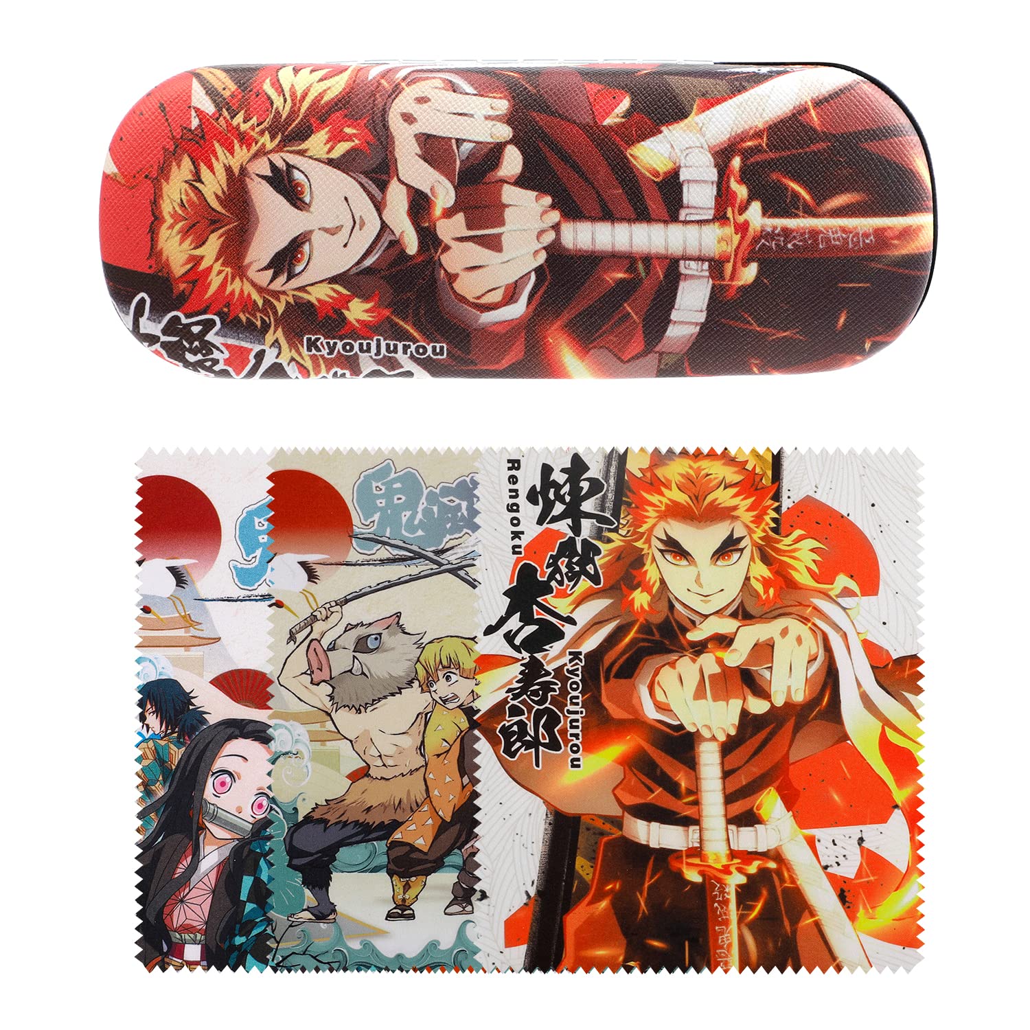 U-CHYTYAnime Slayer Hard Shell Eyeglasses Cases Nezuko Protective Case with Glasses Cloth Storage Box Holder for Girl Teen