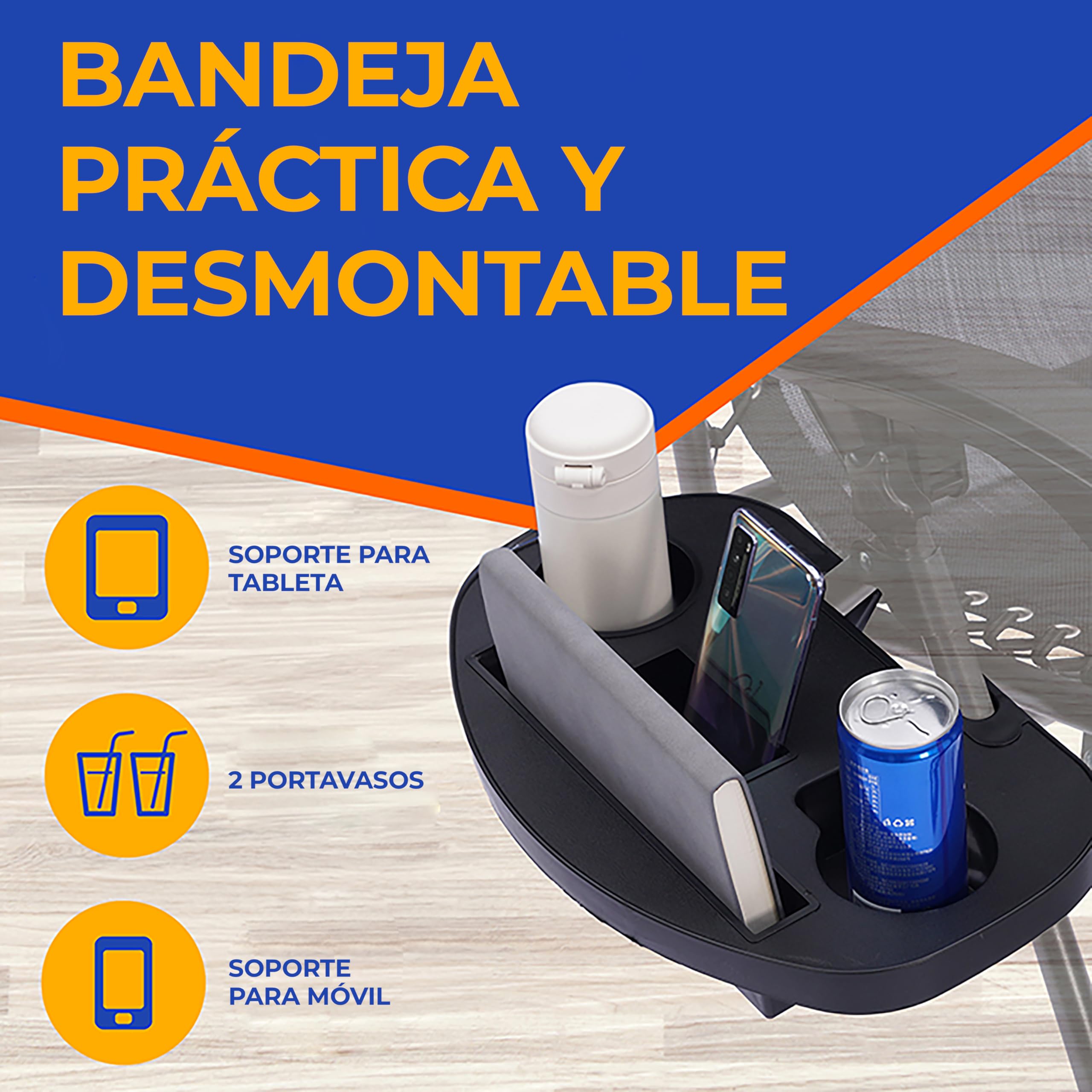 SereneLife sillas reclinables de Exterior, Set de 2, Tumbonas de Malla de Acero, con Almohada Desmontable, Portavasos, Plegables, Ajustables, Portatiles, Zero Gravity, Camping, Patio, Piscina o Playa