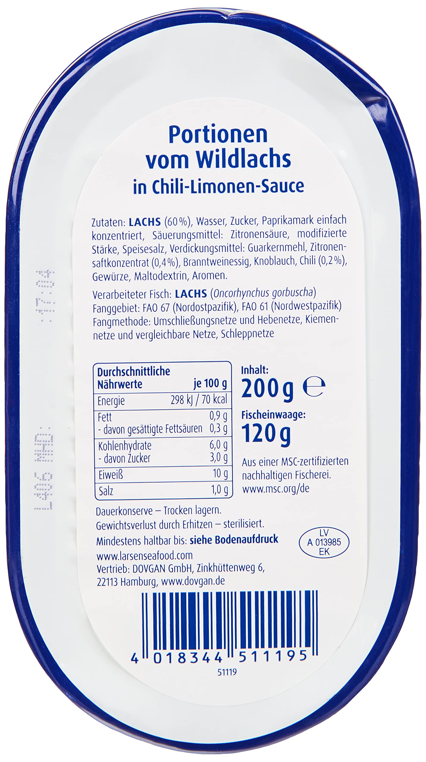 Larsen Pazifischer Wildlachs Chili-Limone Msc, 120 g