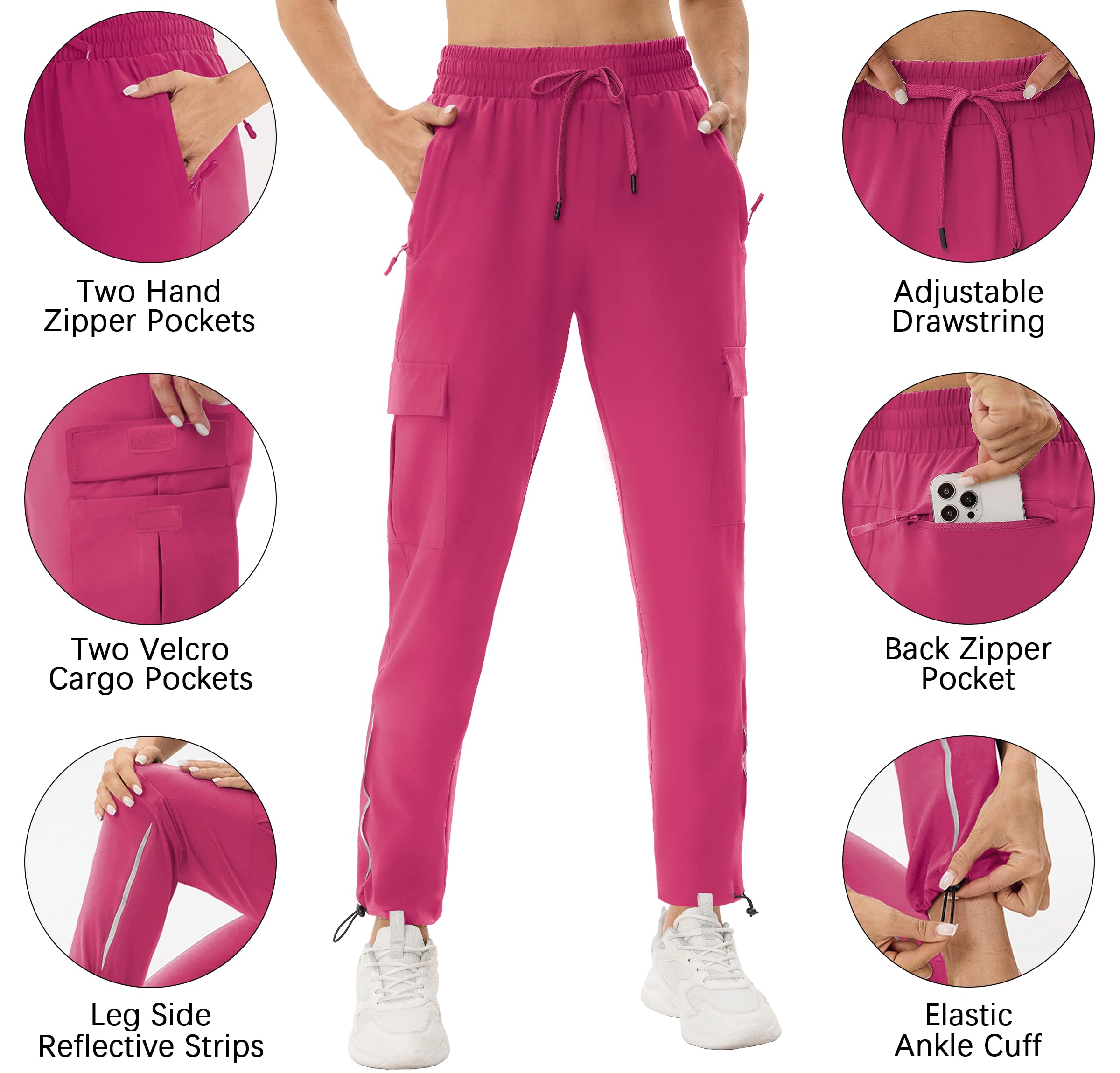 ANGEL CITIZ Pantalon de Randonnée Femme Cargo Léger, Séchage Rapide & Respirant, Multi-Poches, Idéal pour Été, Trekking, Montagne, Extérieur et Travail