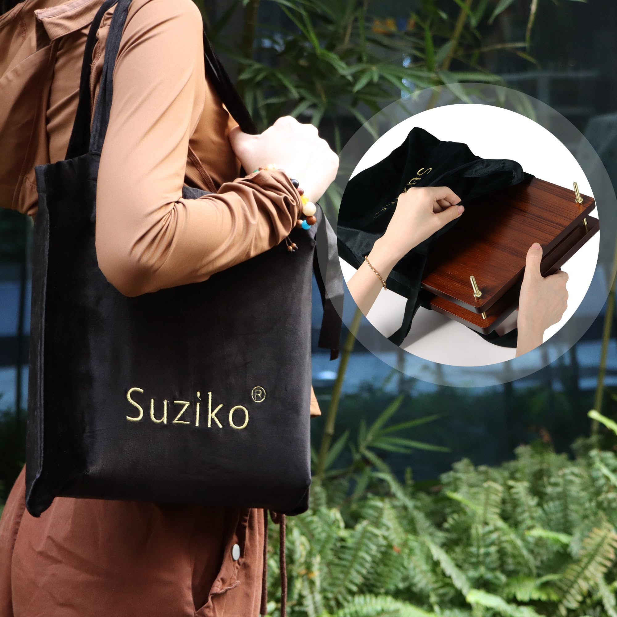 Suziko Kit de Prensa de Flores Bolsa de Almacenamiento, Kit de Manualidades DIY, Gran Kit de Prensa de Flores de Madera para Adultos y Niños, 25 x 25 cm