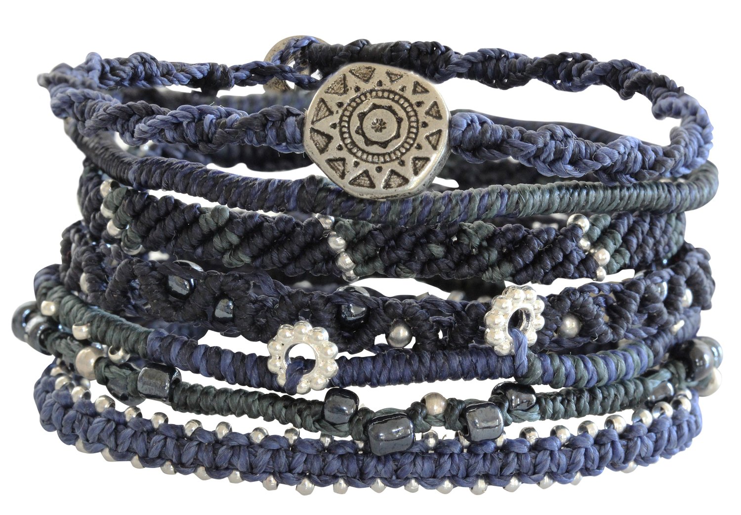 Wakami Earth Bracelet, 6.5-7" Navy Blue 7 Strand wa0389-103