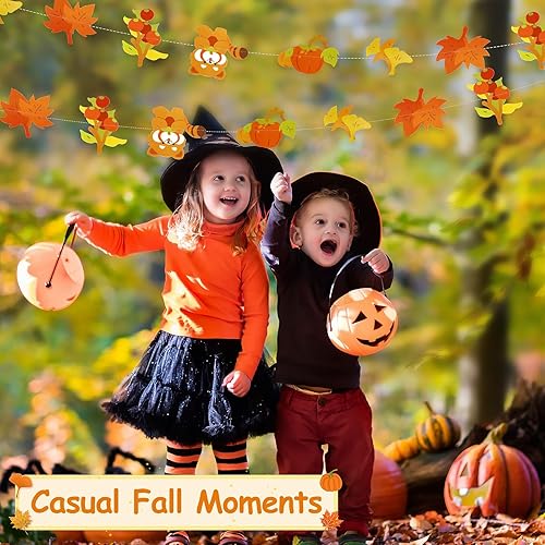 Miniatura 7 de Dayker Cartel de mapache de calabaza de otoño y guirnalda de hojas de arce, suministros reutilizables para fiestas de Acción de Gracias para