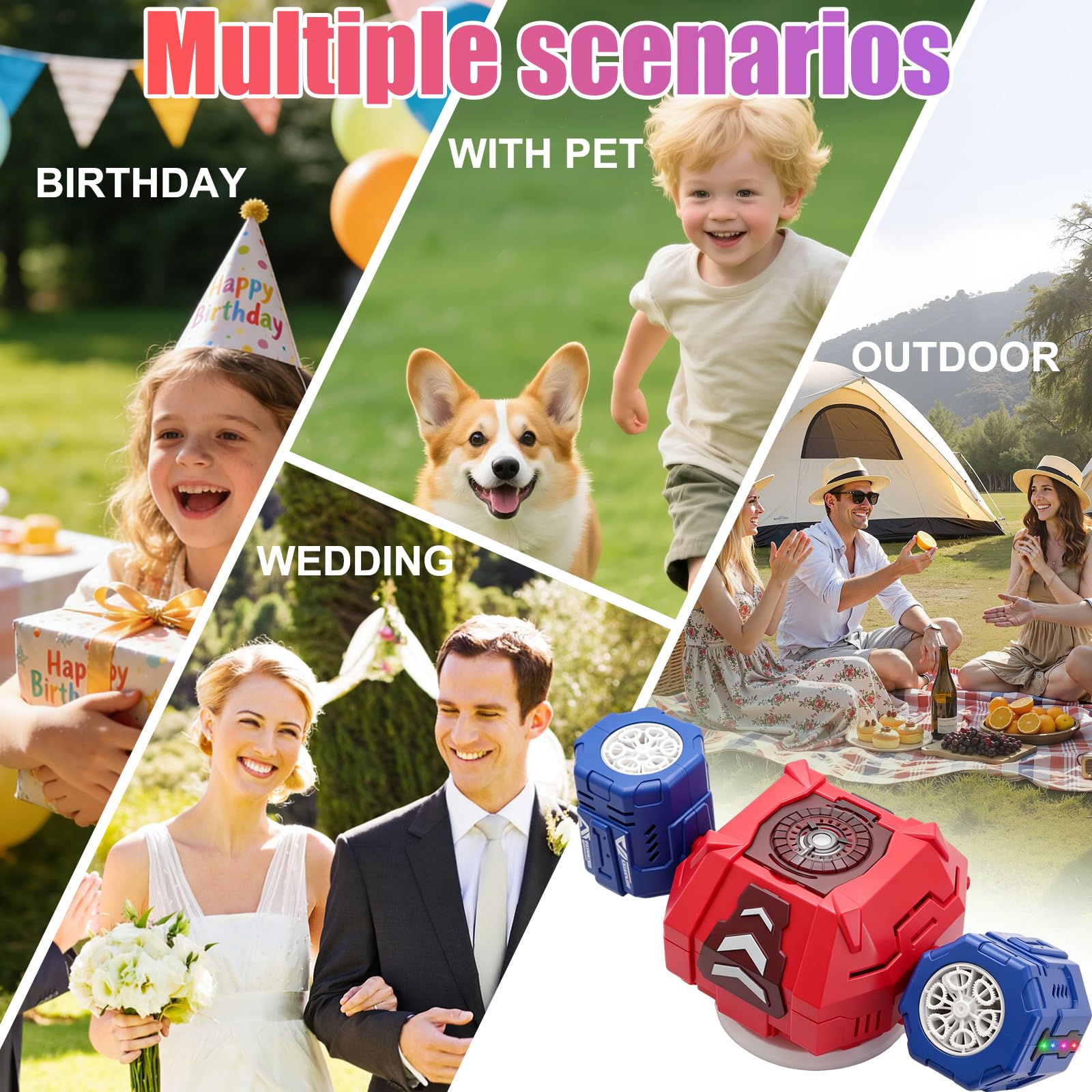 OBEST Macchina vescicale elettrica, macchina vescicale con luce e musica | Macchina per bolle di sapone portatile, gioco acquatico estivo per bambini, regalo per compleanni, feste, giardini, matrimoni