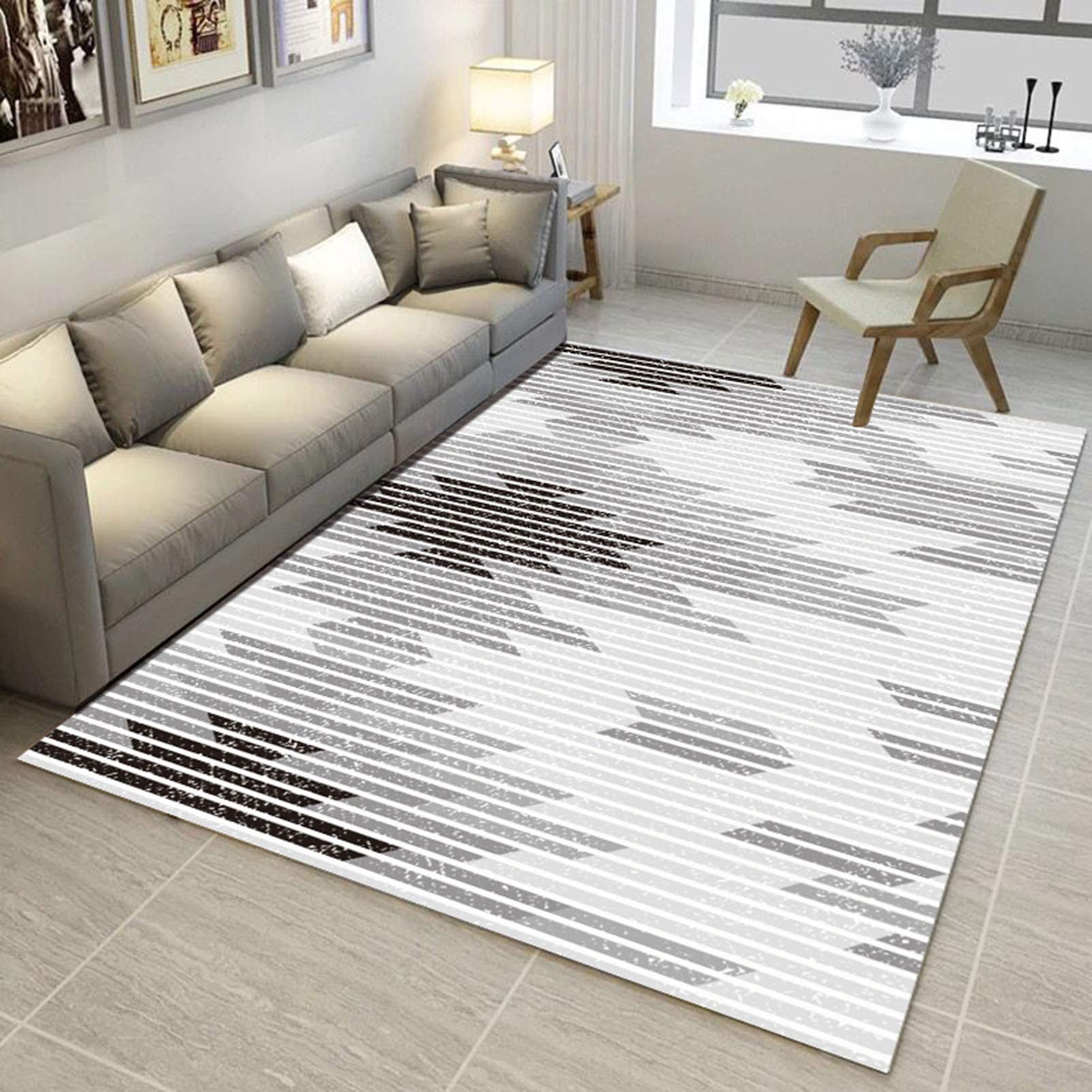 Moderne Salon Tapis 140x200CM, Tapis a Poils Ras Doux pour Salon, Tapis Design Moderne, Facile À Entretenir Et Haute Qualité, Classiques Salon Tapis