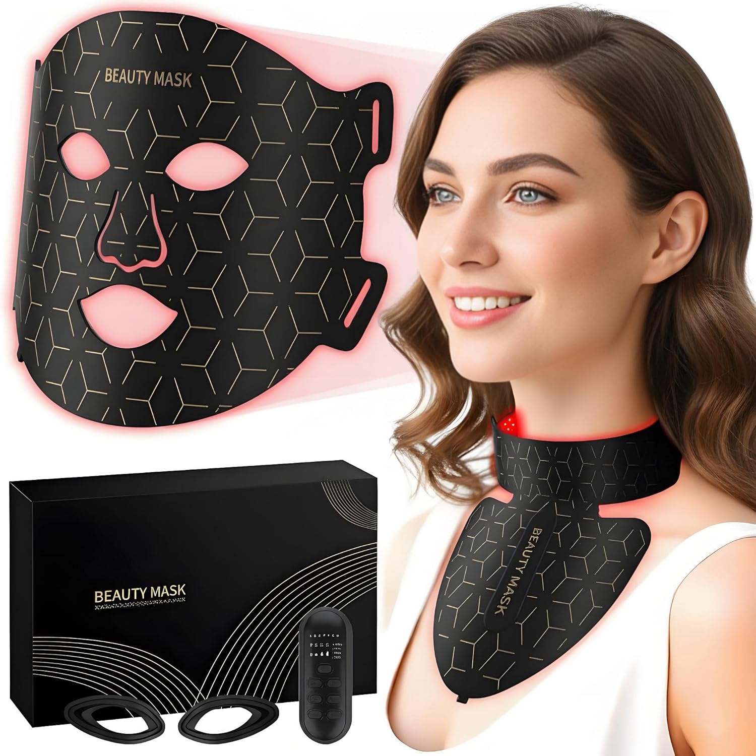 Red Light Therapy for Face & Neck, Red Light Mask with 850nm NIR, 7-1 Colors LED Light Therapy mask, Rechargeable LED Face & Neck Mask for Anti-Aging, Skin Firming & Radiant Glow at Home Red Light Therapy for Face & Neck, Red Light Mask with 850nm NIR, 7-1 Colors LED Light Therapy mask, Rechargeable LED Face & Neck Mask for Anti-Aging, Skin Firming & Radiant Glow at Home
