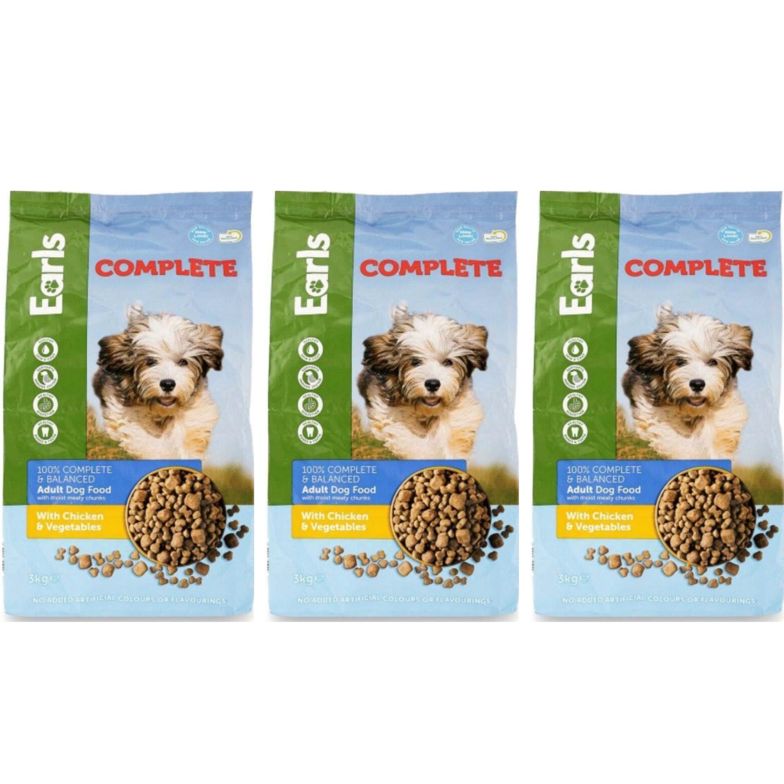 Ark Future Earls Complete Adult Dry Dog Food with Vegetables | Balanced Nutrition for All Dog Breeds (3kg (Pack of 3), With Chicken & Vegetables)